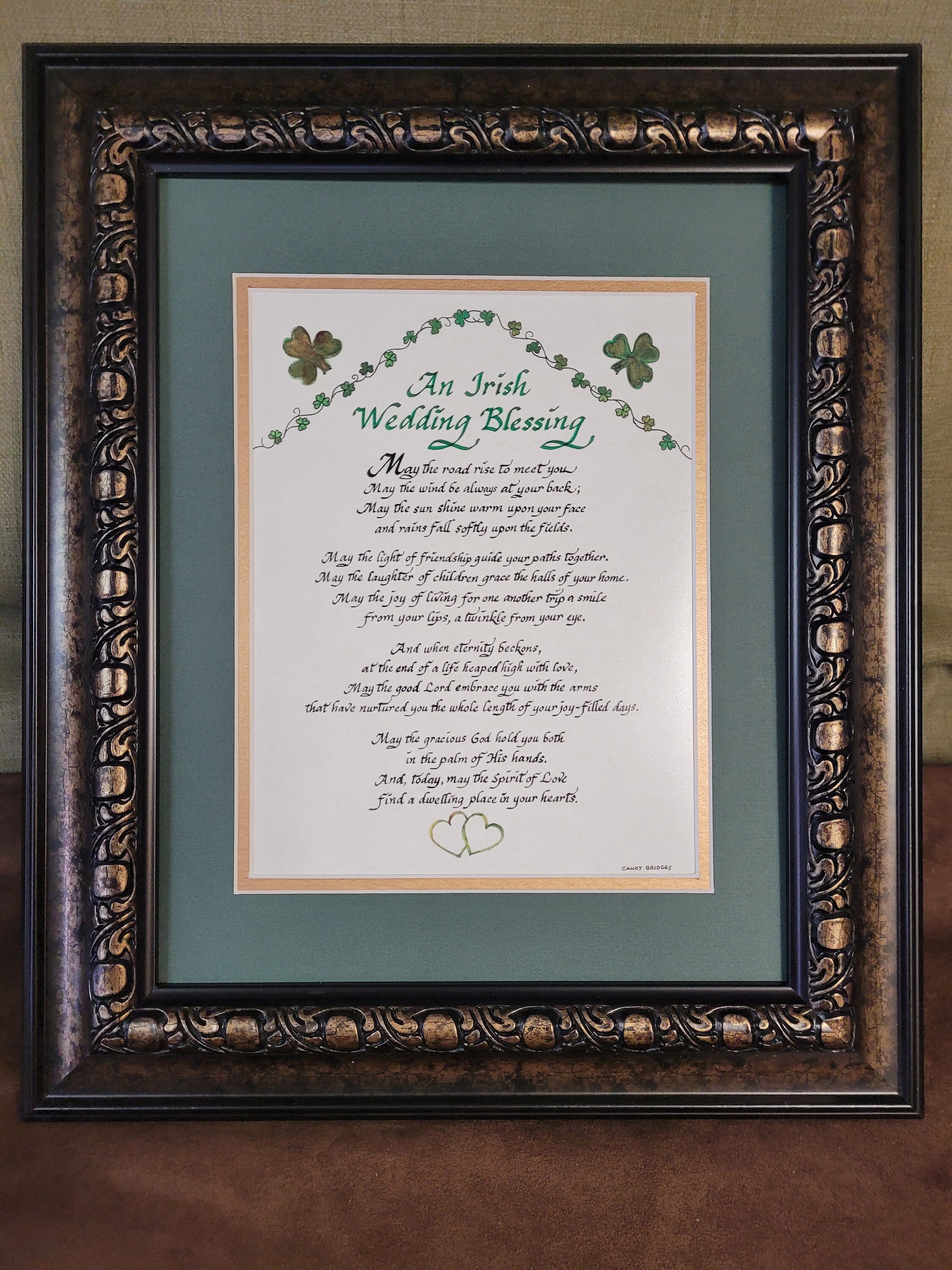 An Irish Wedding Blessing art and calligraphy framed and matted gift ...