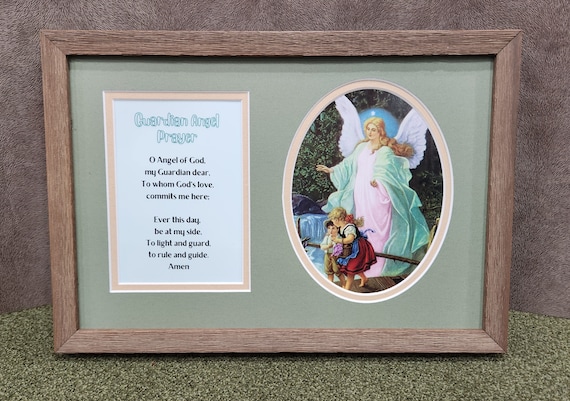 Guardian Angel custom framed print with The Guardian Angel prayer