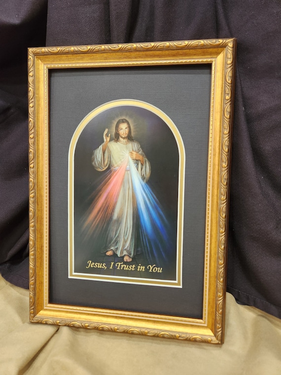 Divine Mercy image of Jesus custom framed art Jesus, I trust in you