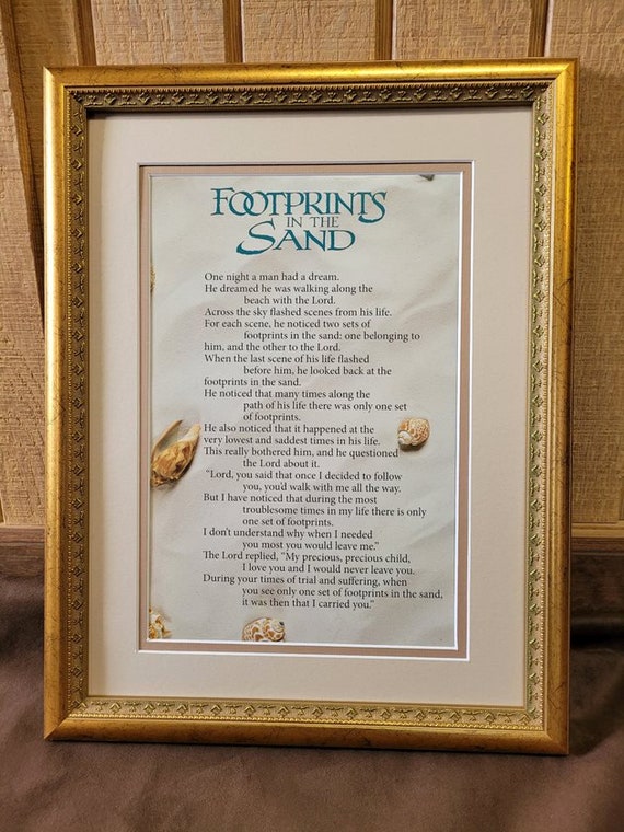 Footprints in the Sand Wall Hanging ~ Personalized Christian Wall Art ~ Religious Home Decor ~ Personalized Footprints comforting verse