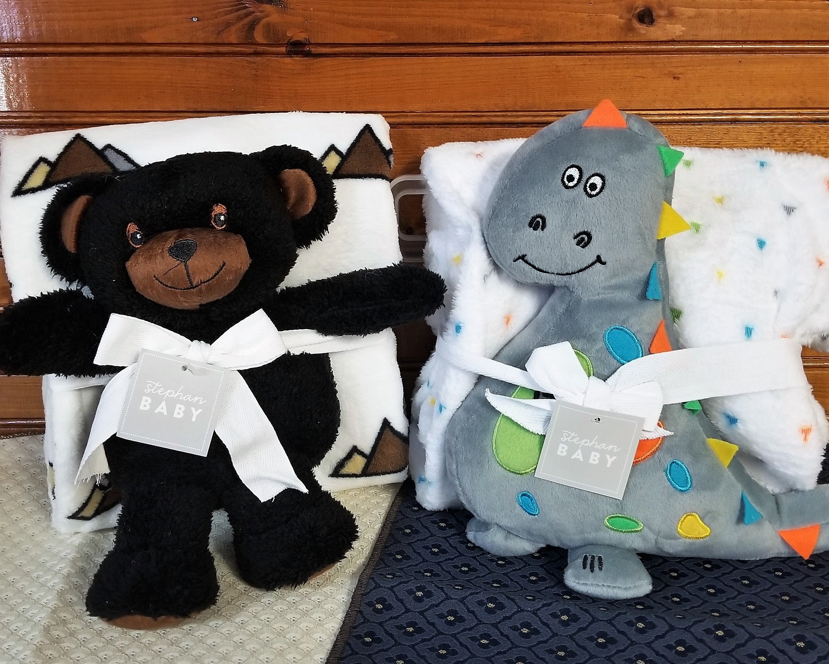 Soft Baby Blanket with Bear or Dinosaur Soft fuzzy Stuffed Toy with