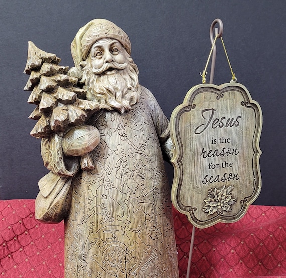 Jesus is the reason for the season Santa figurine statue
