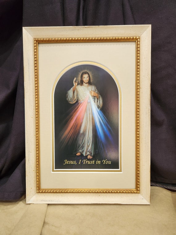 Divine Mercy custom framed art Jesus, I trust in you