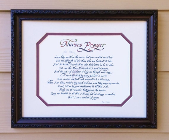 A NURSES PRAYER Matted Calligraphy