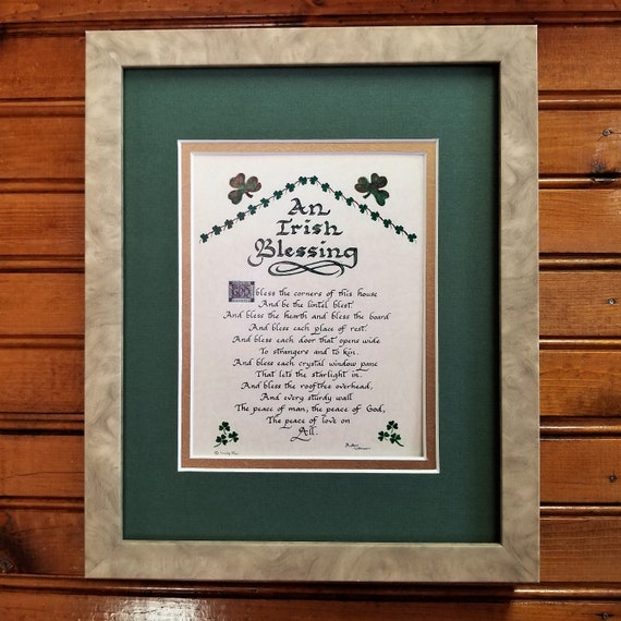 Irish Blessing Gift God Bless the corners of this house a lintel blessed with option to personalize 8" X10" verse for desktop or shelf