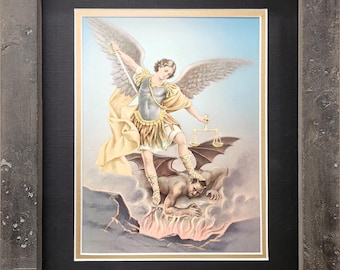 聖ミカエル大天使イタリア版画、額入り5インチ×7インチの絵画 - Etsy 日本