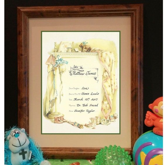 Birth certificate framed for boy or girl