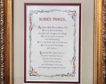 Nurses Prayer Art Print: Personalized, Matted, Framed Keepsake