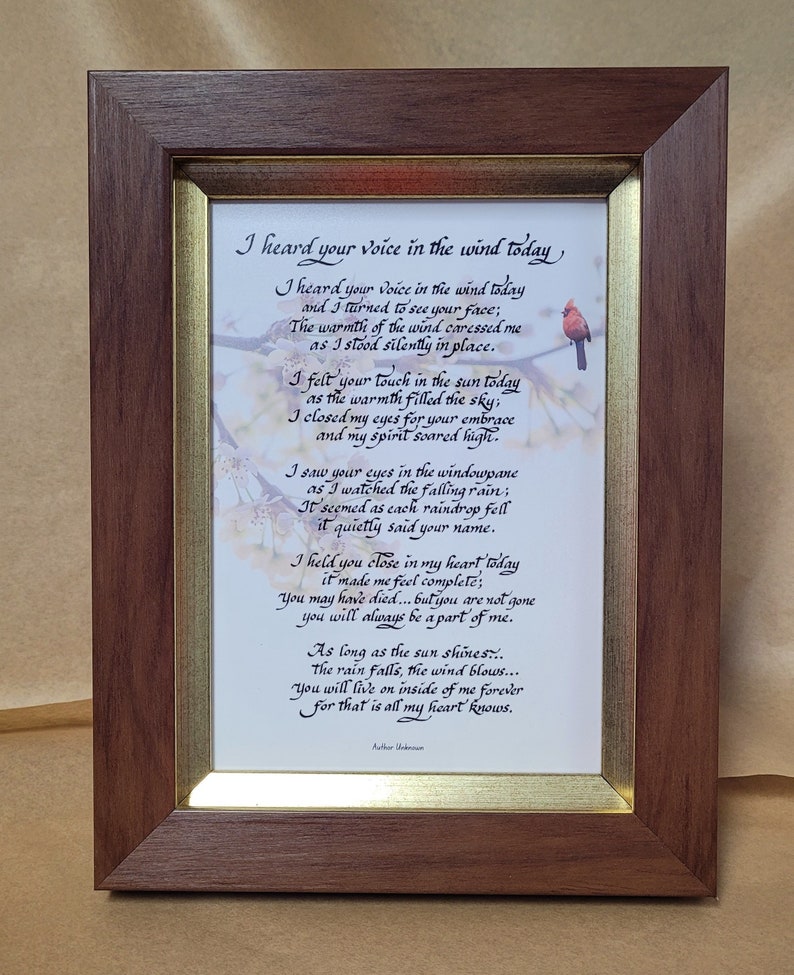 I Heard Your Voice In The Wind Today Poem I Heard Your Voice in the Wind Today Framed Poem - Etsy