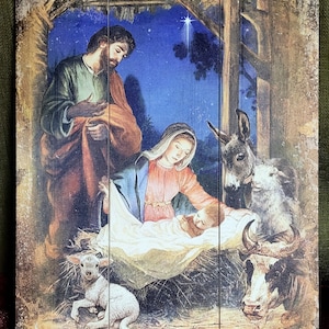 Plaque de Noël en palette de la Nativité
