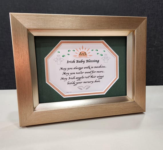Irish Baby Blessing gift framed poem with easel back
