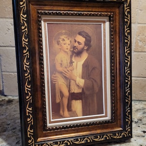 St. Joseph and the child Jesus mini framed desktop picture