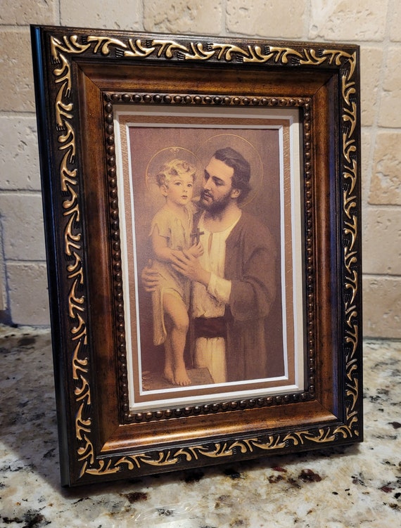 St. Joseph and the child Jesus mini framed desktop picture