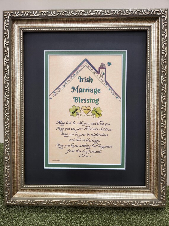 Irish Marriage Blessing wedding gift Custom framed picture with personalization