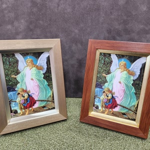 Guardian Angel print framed for desk, nightstand or shelf