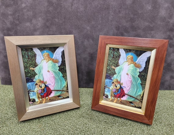 Guardian Angel print framed for desk, nightstand or shelf