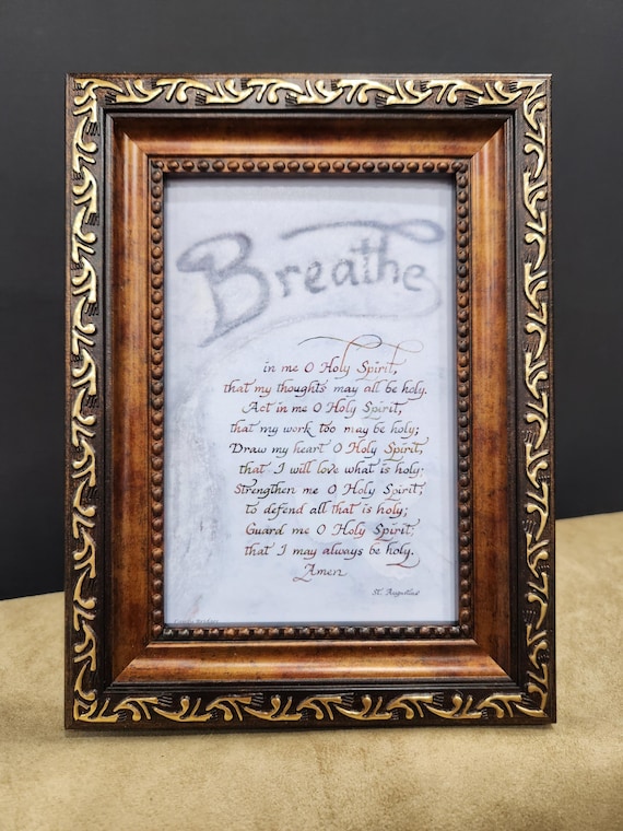 Saint Augustine prayer Breathe in me O Holy Spirit verse Confirmation framed picture Augustine prayer to Holy Spirit