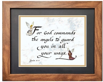 Psalm 91:11 Framed Art, Angel Nursery Decor
