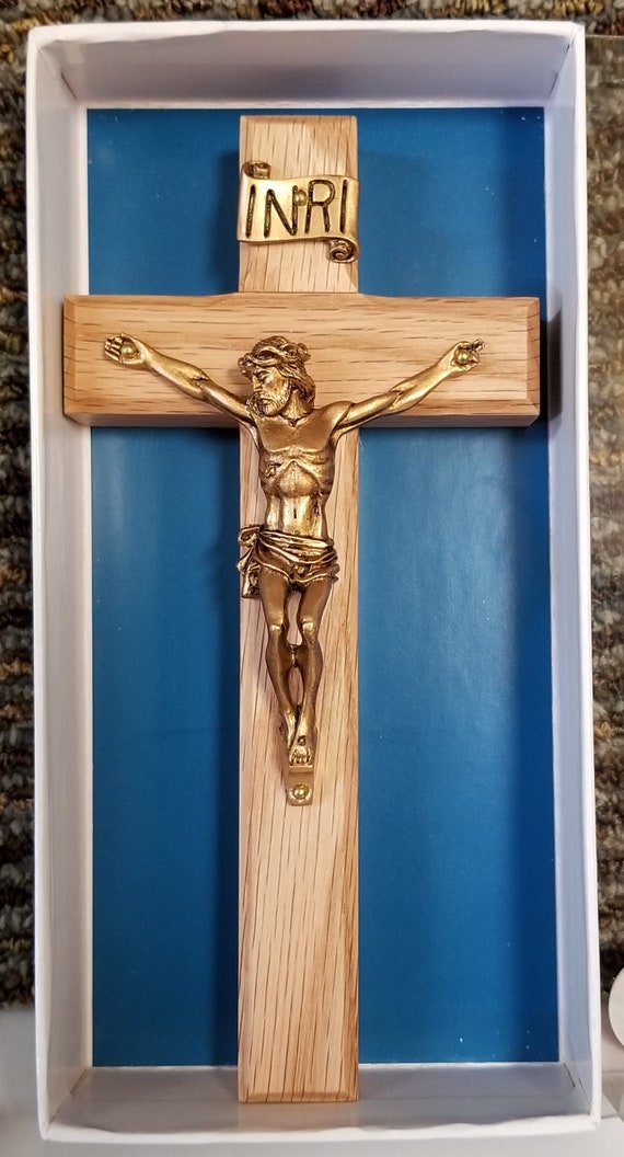 Crucifix Wall Cross 6 1/4"" high Oak with corpus