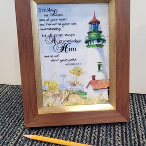 Trust in the Lord Proverbs 3 5-6 framed Scripture with seaside theme