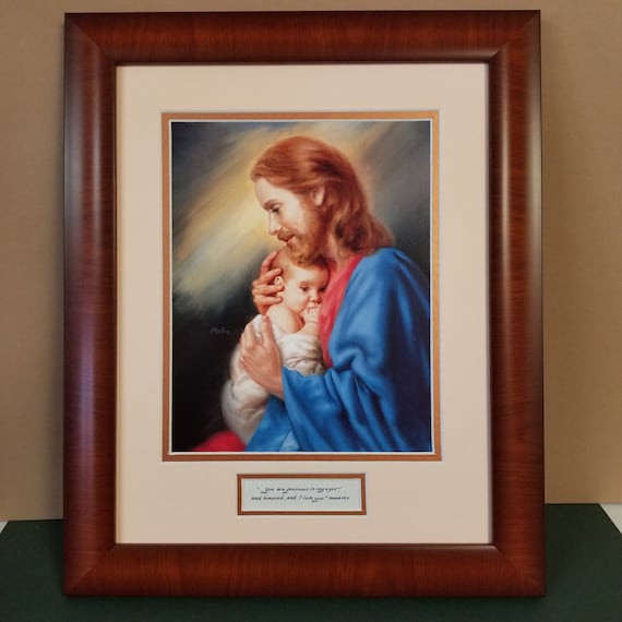 Jesus holding baby print with Isaiah 43 4 verse Jesus Art Jesus with Infant Framed and Matted Wall Décor and gift