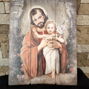 Saint Joseph with Jesus Pallet sign art