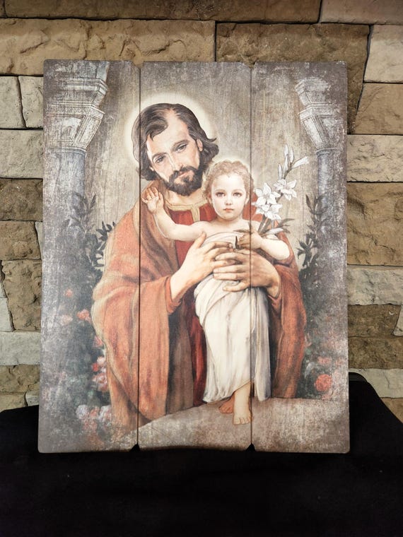 Saint Joseph with Jesus Pallet sign art