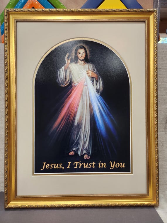 Framed Divine Mercy Image: Jesus, I Trust In You - 16" x 20"