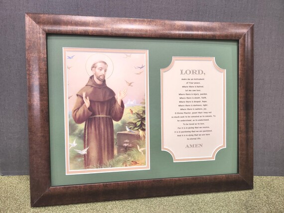 Saint Francis of Assisi framed picture and prayer religious art