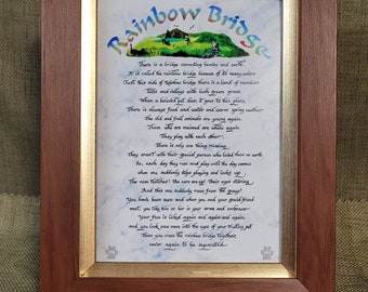 Rainbow Bridge gedicht kalligrafie print ingelijste herdenkingssympathie bureaubladafbeelding