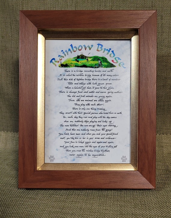 Rainbow Bridge poem calligraphy print framed memorial sympathy desktop picture