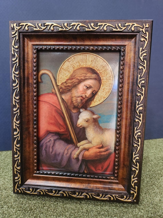 The Lord is my shepherd, framed vintage art, Psalm 23 desktop picture