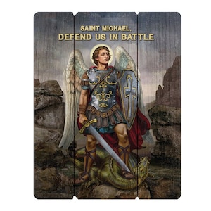 St Michael the Archangel pallet sign wall art for home, church or friendship gift