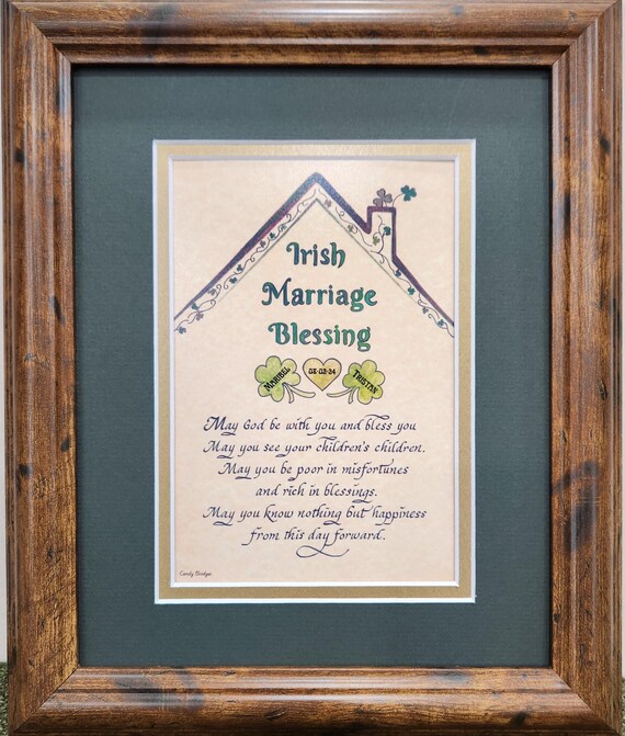 Irish Marriage Blessing wedding gift Custom framed picture with personalization