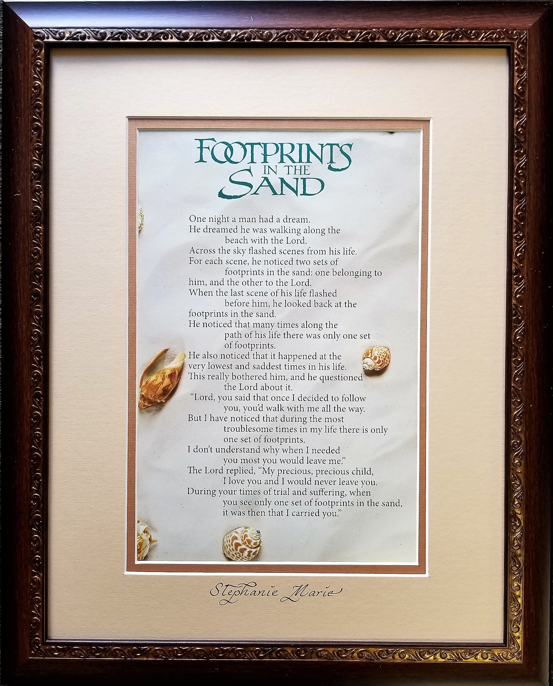 Footprints in the Sand Wall Hanging Personalized Christian Wall Art