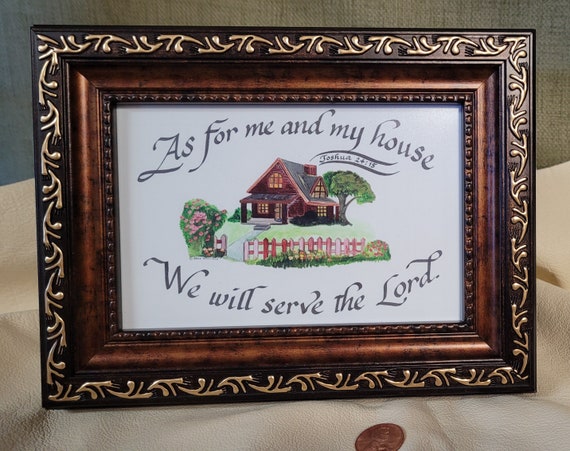 As for me and my house, we will serve the Lord desktop framed print cabin decor