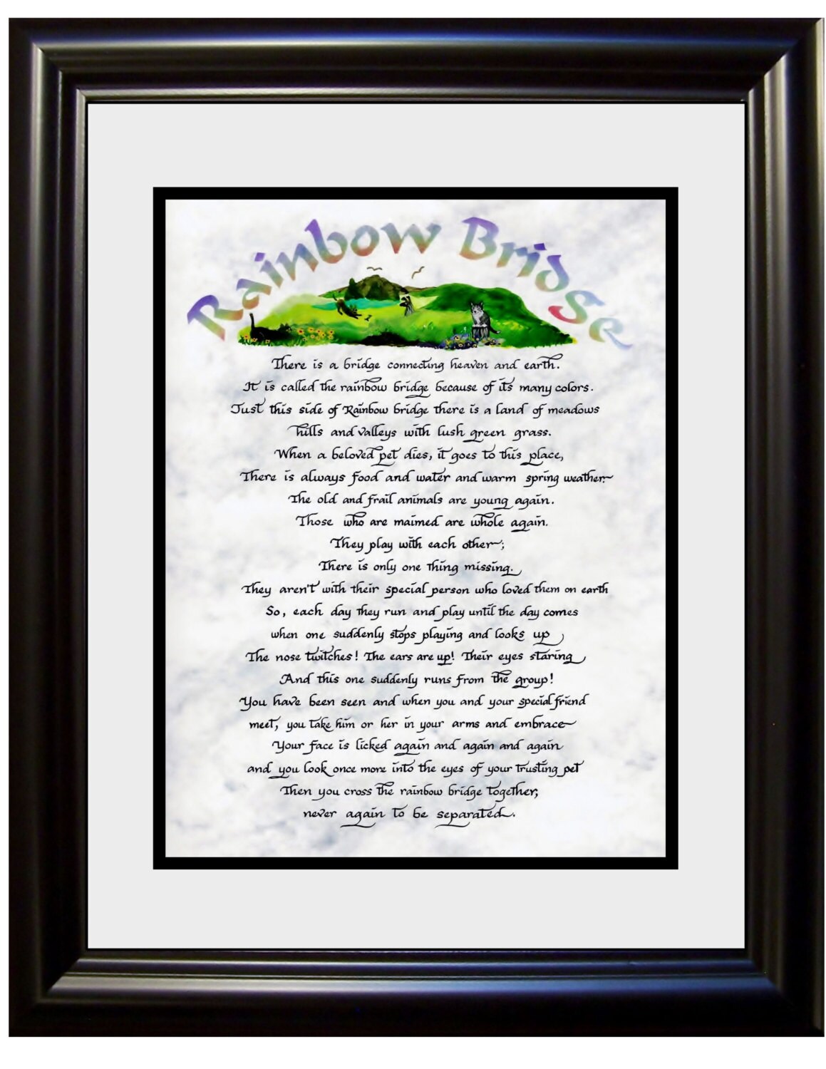 rainbow bridge pet poem personalized and framed for those who are