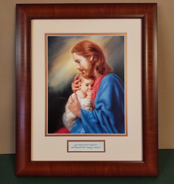 Jesus and Infant Art Print: Framed Isaiah Verse Wall Decor