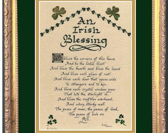 An Irish Blessing Prayer framed calligraphy and art picture.