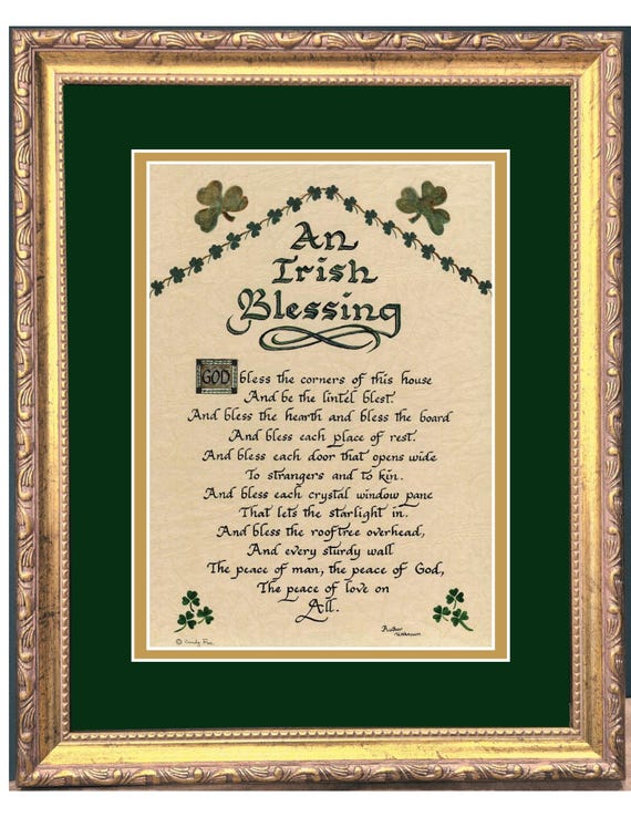 An Irish Blessing Prayer framed calligraphy and art picture.