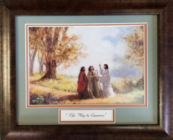 The Way to Emmaus framed and matted Christian Wall Décor Print for home, office and gift giving