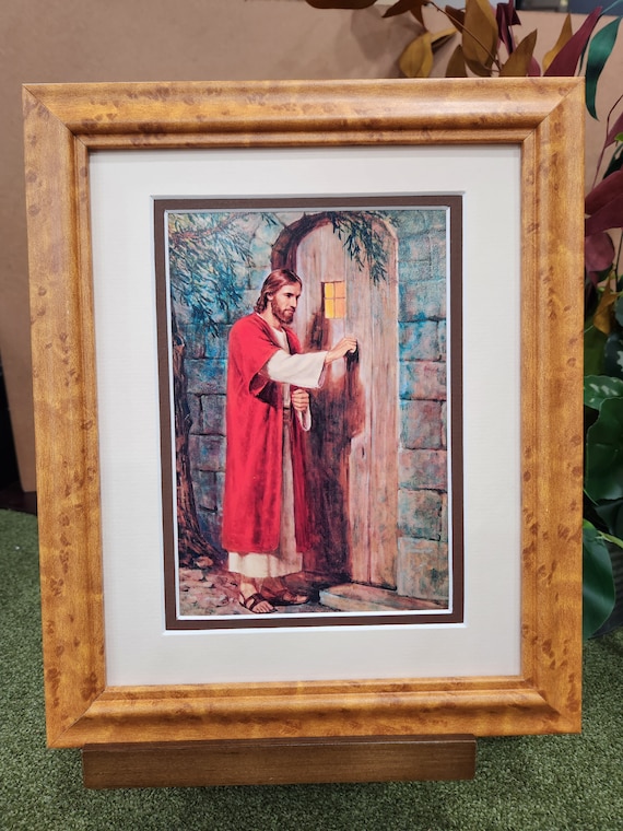 Jesus knocking at door framed picture