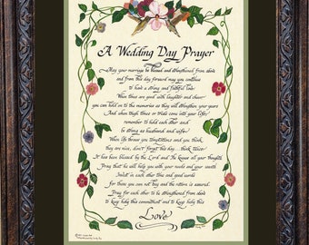 A Wedding Day Prayer framed calligraphy verse