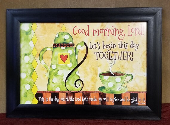 Good morning Lord framed kitchen art colorful café theme colorful Christian Wall Décor