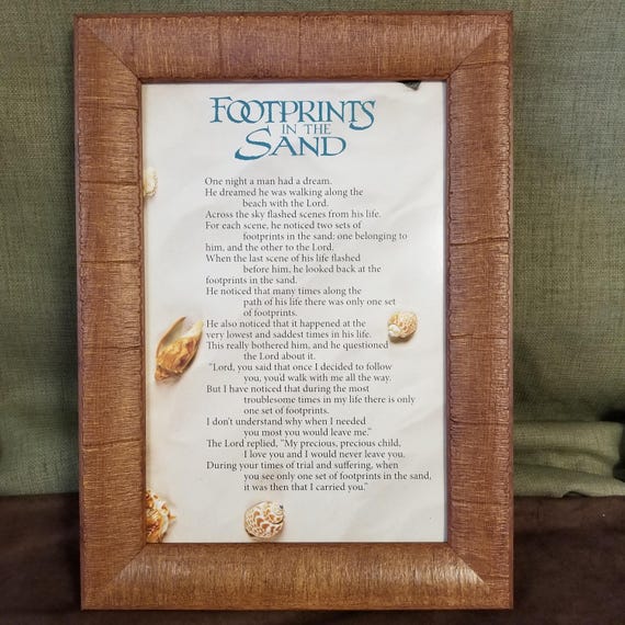 Footprints in the Sand Inspirational framed poem
