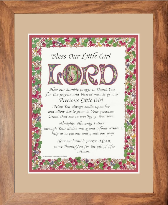 Bless our little girl poem with a guardian angel and an option to personalize.