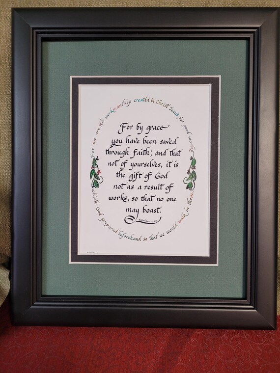 Ephesians 2 verse 8-10 For by Grace you are saved through faith framed picture