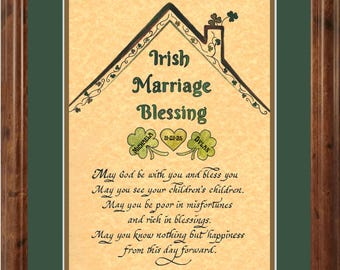 Irish Marriage Blessing wedding gift Custom framed picture with personalization