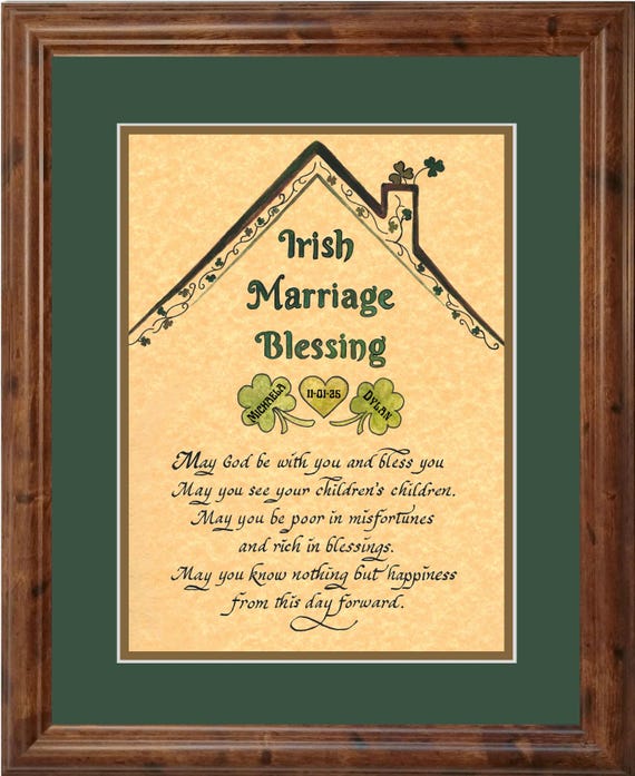 Irish Marriage Blessing wedding gift Custom framed picture with personalization