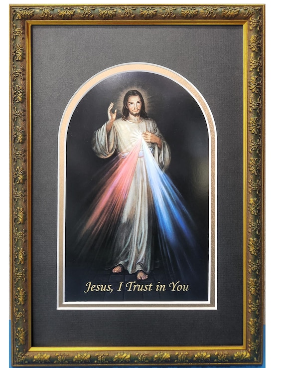 Divine Mercy image of Jesus custom framed art Jesus, I trust in you